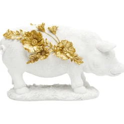 Figurine décorative Flower Pig blanc 21cm