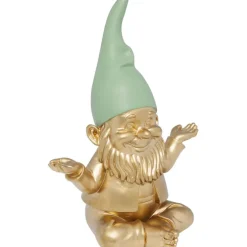 Figurine décorative Nain Meditation doré vert 19c