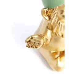 Figurine décorative Nain Meditation doré vert 19c