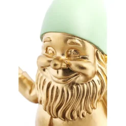 Figurine décorative Nain Meditation doré vert 19c