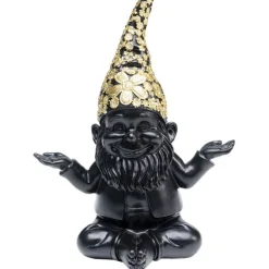 Figurine décorative Nain Meditation noir-doré 19cm