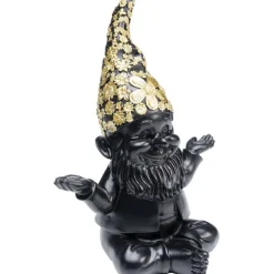 Figurine décorative Nain Meditation noir-doré 19cm