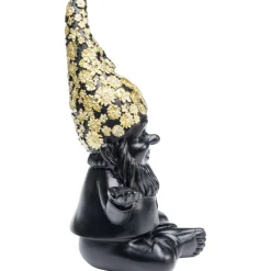 Figurine décorative Nain Meditation noir-doré 19cm