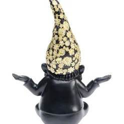 Figurine décorative Nain Meditation noir-doré 19cm
