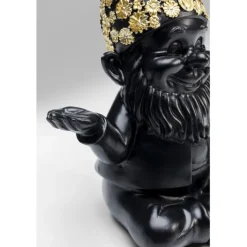 Figurine décorative Nain Meditation noir-doré 19cm