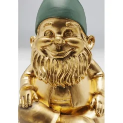 Figurine décorative Nain Sitting doré vert 19cm