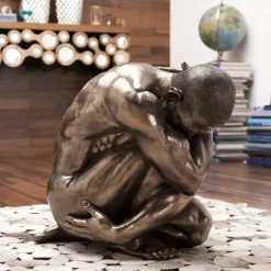 Figurine décorative Nude Man Hug bronze 54cm