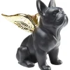 Figurine décorative Sitting Angel Dog doré-noir