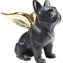 Figurine décorative Sitting Angel Dog doré-noir