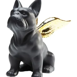 Figurine décorative Sitting Angel Dog doré-noir