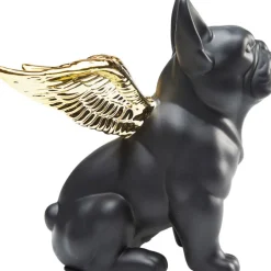 Figurine décorative Sitting Angel Dog doré-noir