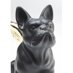 Figurine décorative Sitting Angel Dog doré-noir