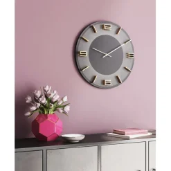Horloge murale Leonardo gris/doré Ø49cm