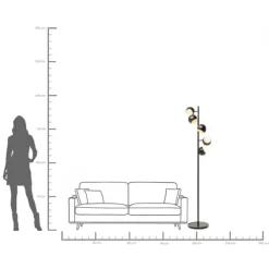Lampadaire Calotta noir 5 180cm