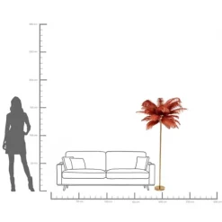 Lampadaire Feather Palm Rusty Red 165cm