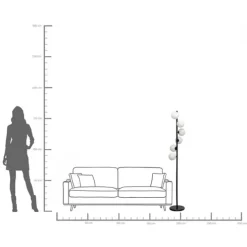 Lampadaire Scala Balls Milky noir 160cm