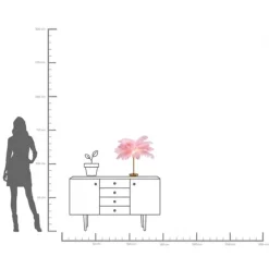 Lampe à poser Feather Palm fuchsia 60cm
