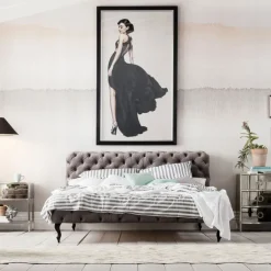 Lit Desire velours gris 180x200 cm