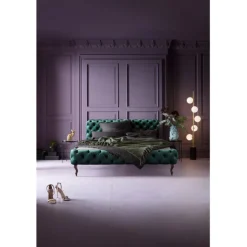 Lit Desire velours vert 180x200cm