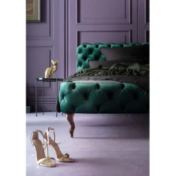 Lit Desire velours vert 180x200cm