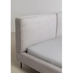 Lit East Side velours cotelé gris 180x200cm
