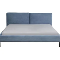Lit East Side velours cotelé bleu 180x200cm