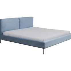 Lit East Side velours cotelé bleu 180x200cm