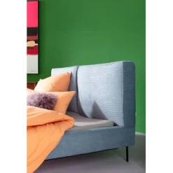 Lit East Side velours côtelé bleu 160x200