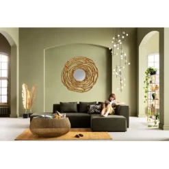 Miroir mural Twiggy doré Ø121cm