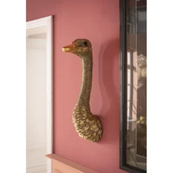 Objet mural Ostrich doré 19x72cm