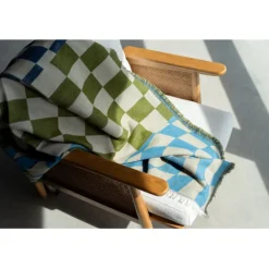 Plaid Checker bleu vert 170x130cm
