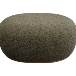 Pouf Pebble bouclé vert olive 81cm