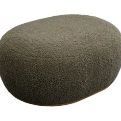 Pouf Pebble bouclé vert olive 81cm