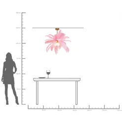 Suspension Feather Palm rosé Ø87cm