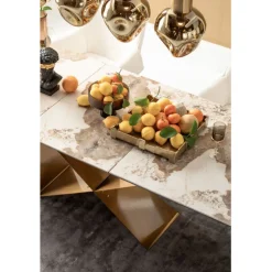 Table à rallonges Connesso laiton 200(+60)x90cm