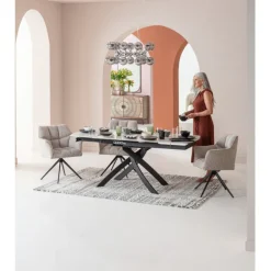 Table à rallonges Twist onyx 120(30+30)x90cm