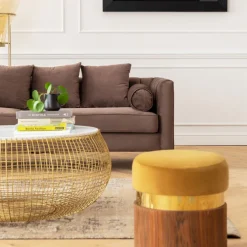 Table basse Cesta Marble doré Ø100cm