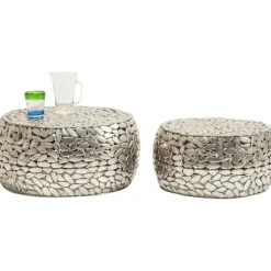 Table basse Pebbles Deluxe argenté (jeu de 2)