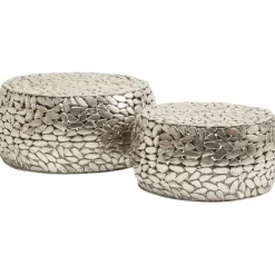 Table basse Pebbles Deluxe argenté (jeu de 2)