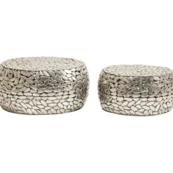 Table basse Pebbles Deluxe argenté (jeu de 2)