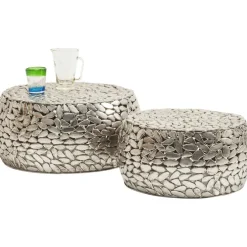 Table basse Pebbles Deluxe argenté (jeu de 2)