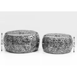 Table basse Pebbles Deluxe argenté (jeu de 2)