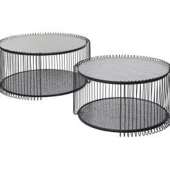 Table basse Wire Double Bubble Noir (2/Set)