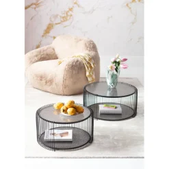 Table basse Wire Double Bubble Noir (2/Set)
