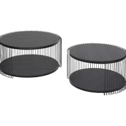 Table basse Wire Double noir bois (2/Set)