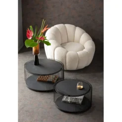 Table basse Wire Double noir bois (2/Set)
