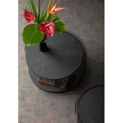 Table basse Wire Double noir bois (2/Set)