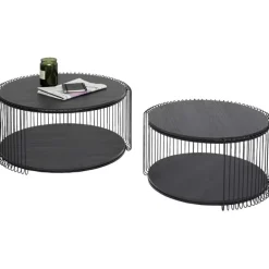 Table basse Wire Double noir bois (2/Set)