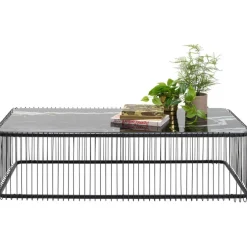Table basse Wire verre marbre noir 145x70cm