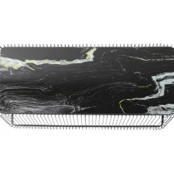 Table basse Wire verre marbre noir 145x70cm